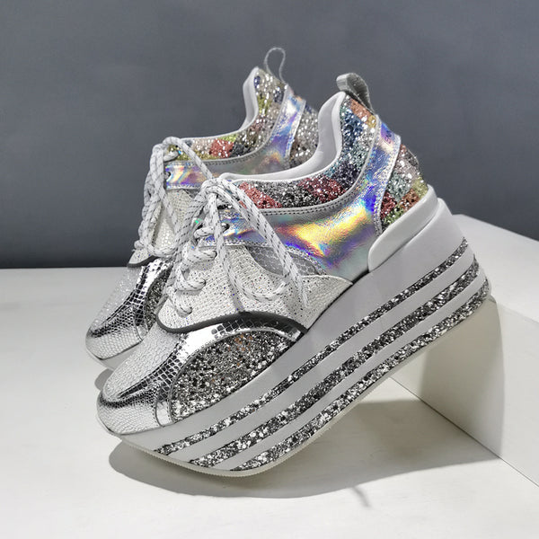 Zapatos Plataforma de Cuero Genuino con Malla Transpirable