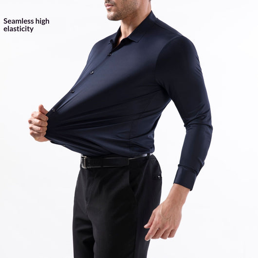 Camisa Manga Larga Sin Costuras Elástica Antiarrugas Efecto Hielo para Hombre - Image 13