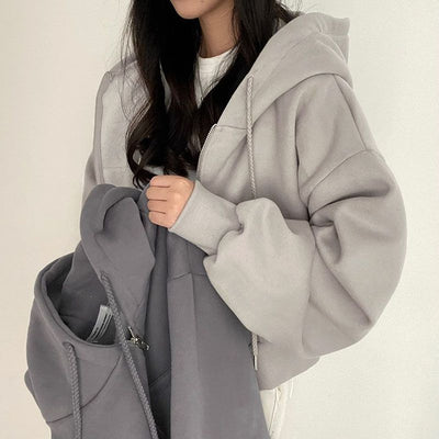 Suéter Hoodie Acolchado Azul Marino Ajustado con Cierre - Image 19