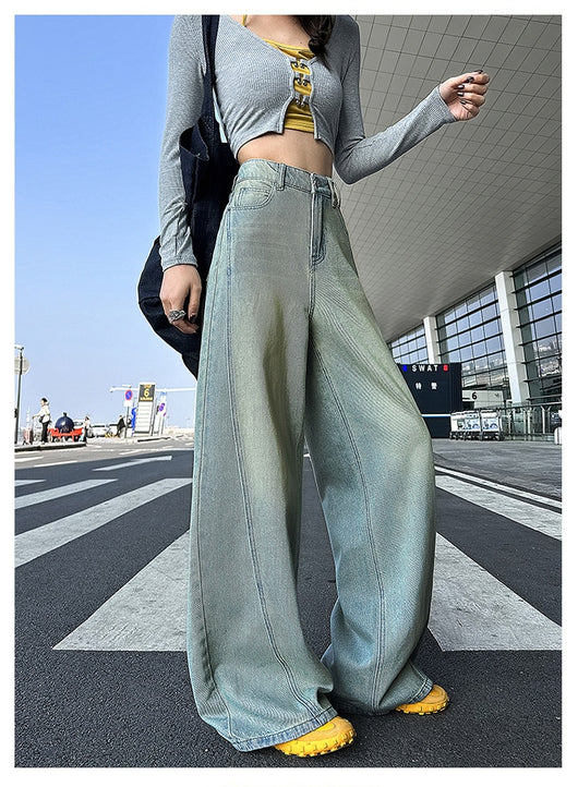 Pantalones Vaqueros Retro Cintura Alta Pierna Ancha Estilo Americano - Image 16