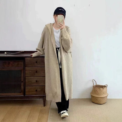 Cardigan Tejido Largo Tipo Abrigo para Mujer