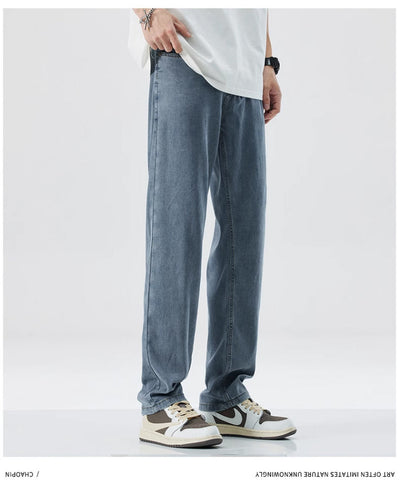 Jeans Rectos Holgados en Seda de Hielo para Hombre - Image 13