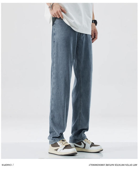 Jeans Rectos Holgados en Seda de Hielo para Hombre - Image 13