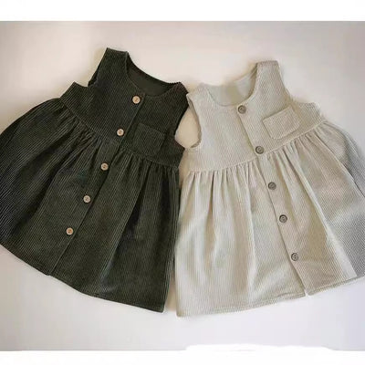 Vestido Casual sin Mangas de Pana Liso Estilo Coreano - Image 10