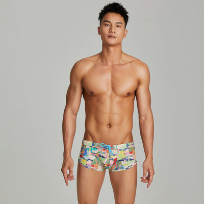 Bóxer de Baño Estampado Corte Bajo para Hombre