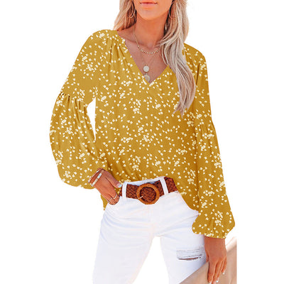 Blusa Floral de Gasa Suelta con Cuello en V - Image 12