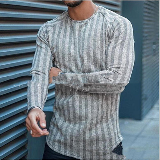 Camisa Hombre Cuello Redondo con Rayas en Dobladillo - Image 12