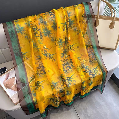 Pañuelo de Seda Peonía Largo para Mujer con Protección Solar - Image 22