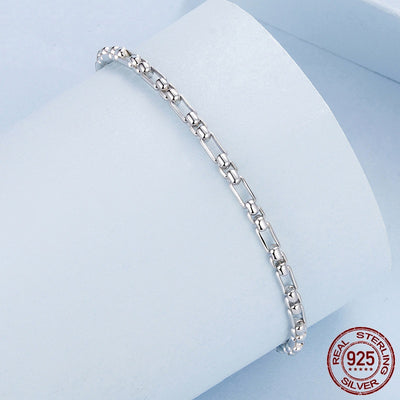 Pulsera de Plata 925 Cadena Minimalista Redonda - Image 2