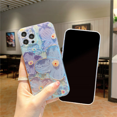 Funda para Celular con Diseño Floral Margaritas Azul y Púrpura - Image 5