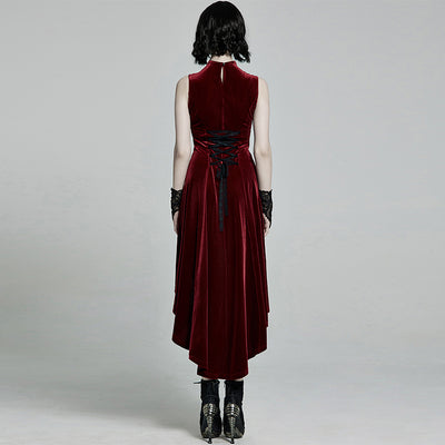 Vestido Terciopelo sin Mangas Corte Asimétrico - Image 6