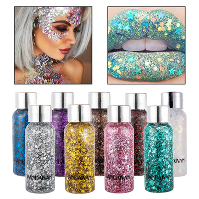 Gel Glitter Multiuso para Uñas, Cabello, Cuerpo y Rostro - Lentejuelas Sueltas Festival