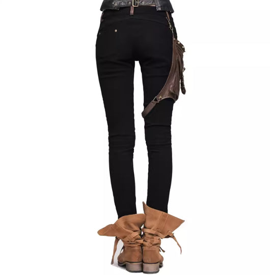 Pantalones Lápiz Patchwork Punk Rock para Mujer - Estilo Callejero - Image 11