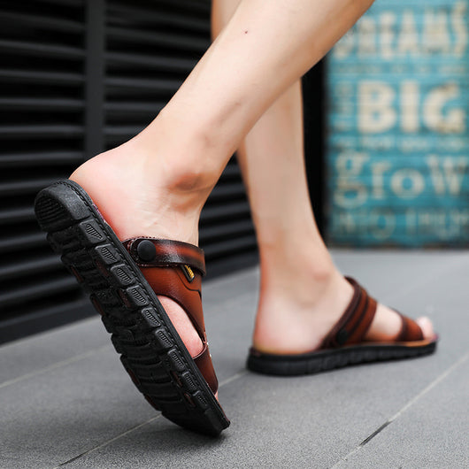 Sandalias y Pantuflas de Cuero Suave para Hombre - Image 9