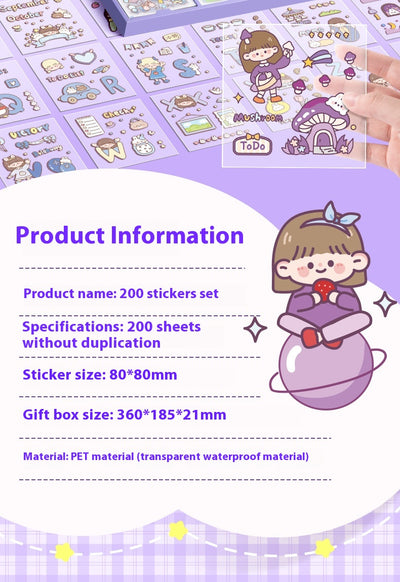 200 Stickers Impermeables para Tienda de Campaña con Diseño Cartoon - Image 24