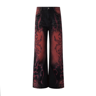 Pantalones Rectos Estilo Vintage Americano con Estampado Suelto - Image 13