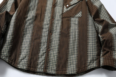 Camisa Acolchada de Algodón a Rayas con Detalles Desgastados - Image 7