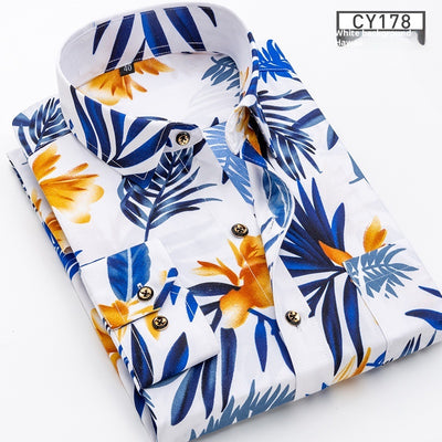 Camisa Estampada de Manga Larga Estilo Coreano para Hombre - Image 16