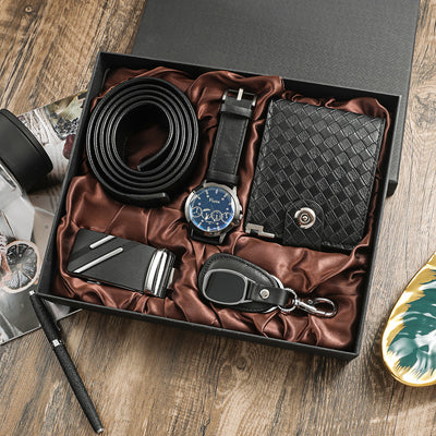 Set Completo: Reloj, Cartera, Cinturón y Llavero para Hombre