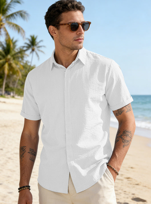 Camisa Casual de Manga Corta con Cuello Solapa - Image 35