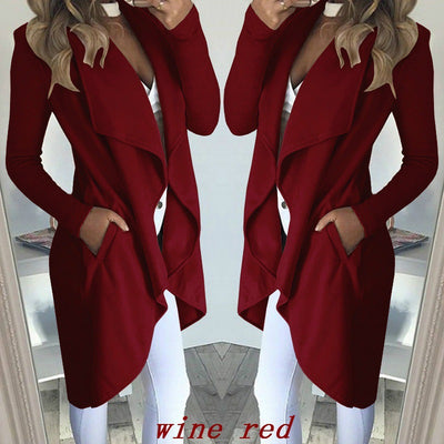 Abrigo Trench Largo Entallado Talla Grande con Cuello Polo - Image 13