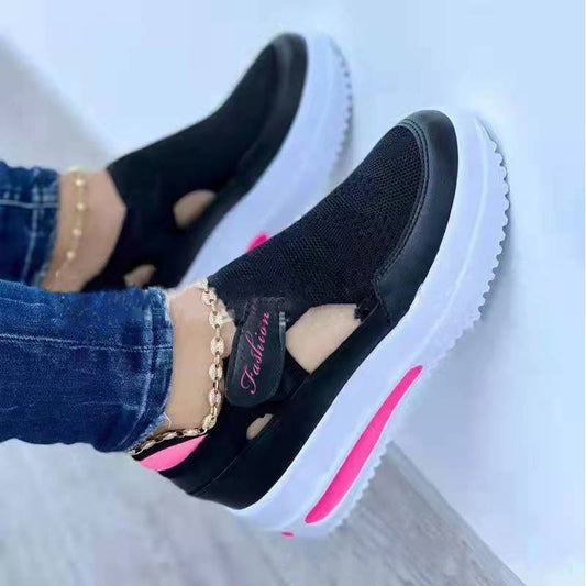 Zapatillas Deportivas Mujer con Cierre de Velcro y Suela Gruesa Transpirable