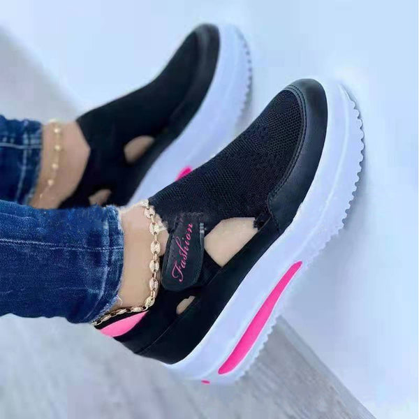 Zapatillas Deportivas Mujer con Cierre de Velcro y Suela Gruesa Transpirable