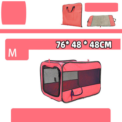 Blue soft-sided pet travel carrier bag with mesh windows, shown assembled and folded flat for storage. - Image 5