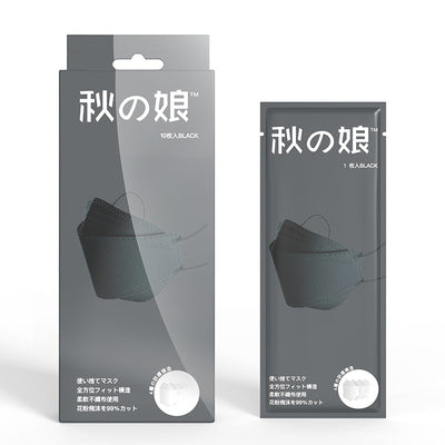 White fish-shaped protective masks in a 10-pack box and a single-pack pouch, featuring Japanese text. - Image 5