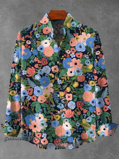 Camisa Manga Larga Cuello Alto con Estampado 3D de Rayas Irregulares para Hombre - Image 4