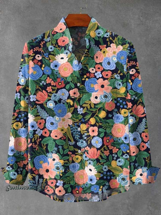 Camisa Manga Larga Cuello Alto con Estampado 3D de Rayas Irregulares para Hombre - Image 4