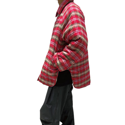 Chaqueta Acolchada de Cuadros Rojo para Hombre con Cierre de Cremallera - Image 4