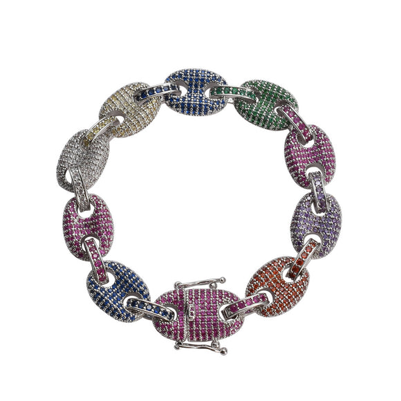 Cadena de Cerdo Zirconia Multicolor - Diseño Grano de Café
