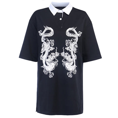 Polo Estilo Dark Country con Patrón de Dragón para Mujer - Image 11