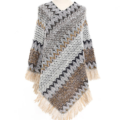 Poncho Étnico Multicolor Cálido para Otoño e Invierno - Image 11