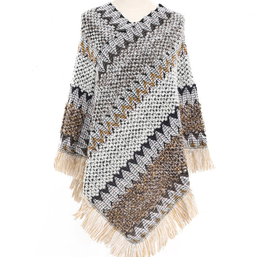 Poncho Étnico Multicolor Cálido para Otoño e Invierno - Image 11