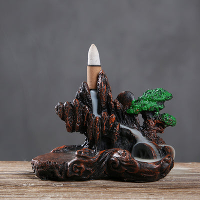 Quemador de Incienso Backflow con Cascada de Montaña - Diseño Artesanal de Roca y Nubes - Image 7