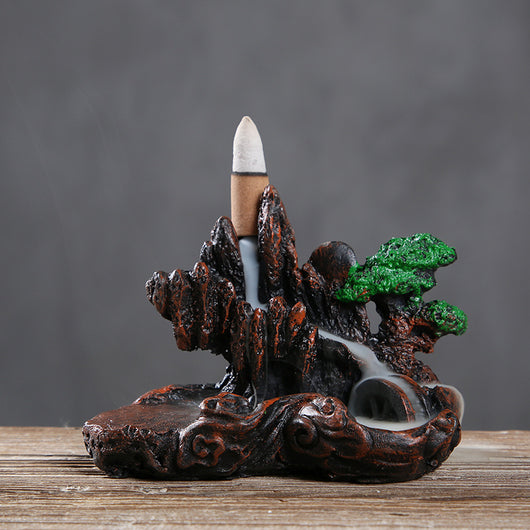 Quemador de Incienso Backflow con Cascada de Montaña - Diseño Artesanal de Roca y Nubes - Image 7