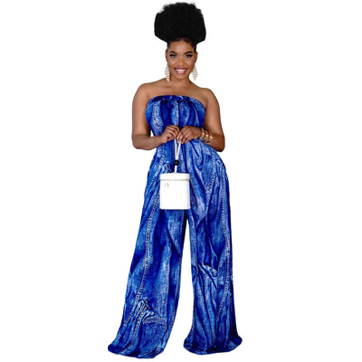 Jumpsuit Estampado Halter Tubo Talla Grande para Mujer - Pantalón Ancho - Image 8