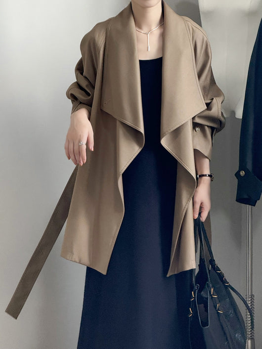 Chaqueta Cortavientos Suelta con Solapa Ancha para Mujer - Colección Otoño - Image 23