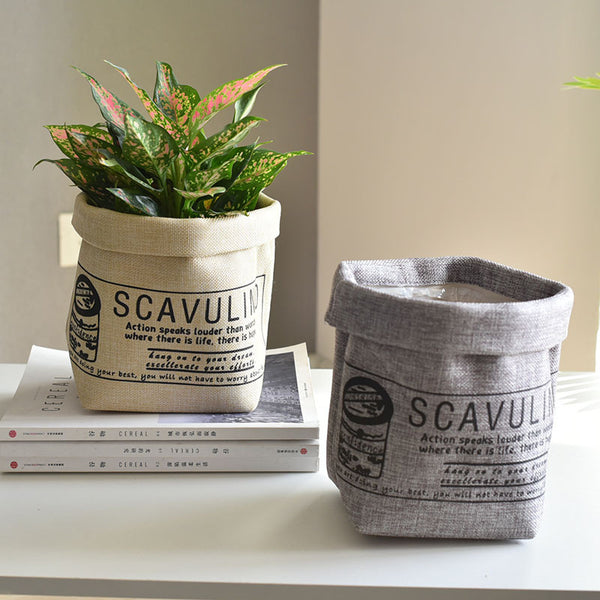 Maceta Decorativa de Tela Lavable con Estampado Floral