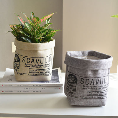 Maceta Decorativa de Tela Lavable con Estampado Floral