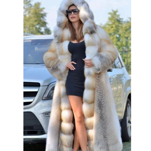 Abrigo Midi con Capucha y Cuello de Piel Sintética Estilo Europeo - Image 7