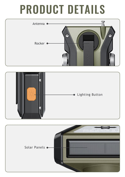 Radio Linterna Solar Multifunción con Carga Manual - Image 9