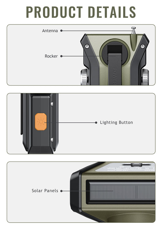Radio Linterna Solar Multifunción con Carga Manual - Image 9