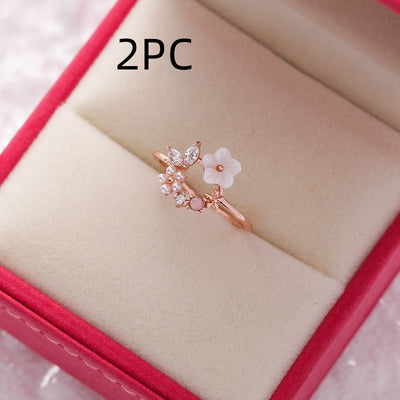 Anillo Flor de Cristal Diamante con Circonita Micro Incrustada - Diseño Abierto Ajustable - Image 21