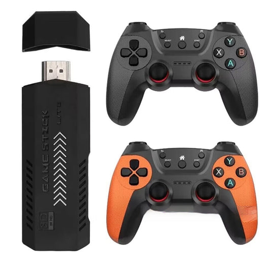 X2 Ultra Home TV Game Console kit with black game stick, two wireless controllers, 64GB MicroSD, and cables. - Image 16
