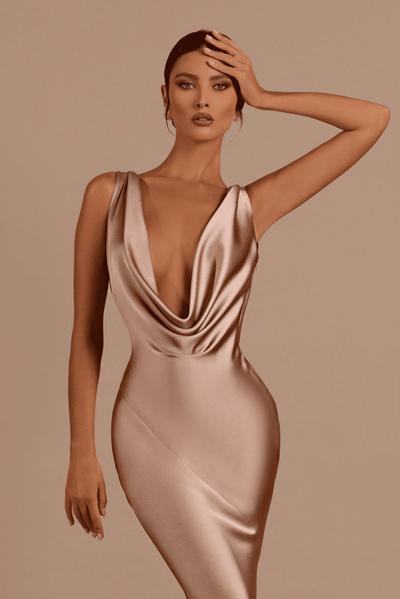 Vestido de Dama de Honor Sirena con Escote en V - Elegante Vestido de Satén para Bodas y Eventos Formales - Image 5