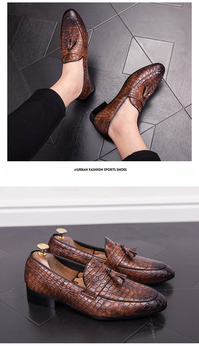 Zapatos de Cuero Elegantes Transpirables con Punta Afilada y Borlas para Hombre - Image 13