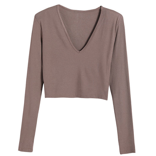 Blusa de Manga Larga con Hombreras Otoñal, Cuello en V - Image 9